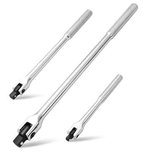 Image of MAXPOWER 3Pcs Breaker Bar Set, 1/2" Drive Breaker Bars for 370mm/15-inch, 3/8" Drive for Breaker Bars 250mm/10-inch and 150mm/6-inch Short Breaker Bar 1/4"