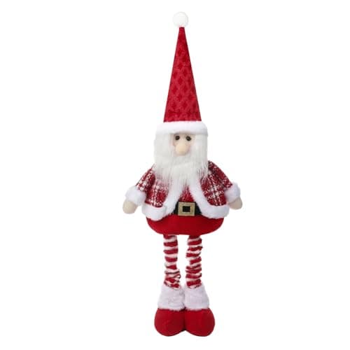 Image of Moonlove Christmas Decorative Standing Figure with Extendable Legs Xmas Santa Claus Snowman Reindeer Telescopic Legs Figurine Fancy Gift Plush Ornaments for Christmas Tree Fireplace Window