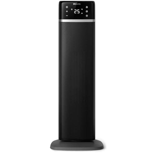 Image of Philips 5000 Series Energy Efficient Connected Tower Fan Heater, 2000W, up to 50% Energy Savings, Temperature Display, 5 Safety Features, 4 Modes, 60° Oscillation, Quiet, Black & Dark Grey (CX5120/11)