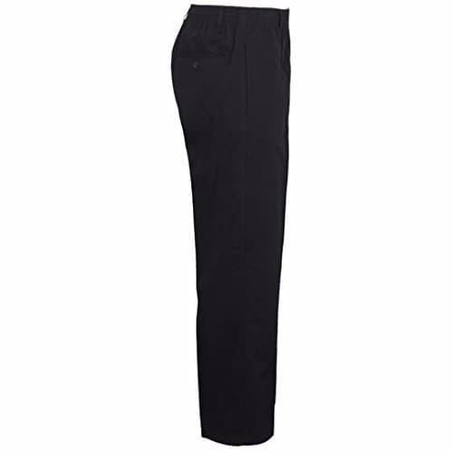 Image of MyShoeStore Mens Smart Rugby Trousers Fully Elasticated Stretch Waist Band with Draw Cord Comfortable Fit Workwear Bottoms Straight Leg Casual Formal Work Pants Size 30-48(Black,42/29)