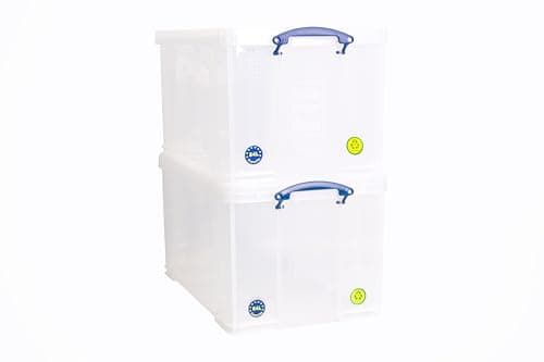 Image of Really Useful Box Plastic Storage 84 Litre Clear (Pack Of 2)