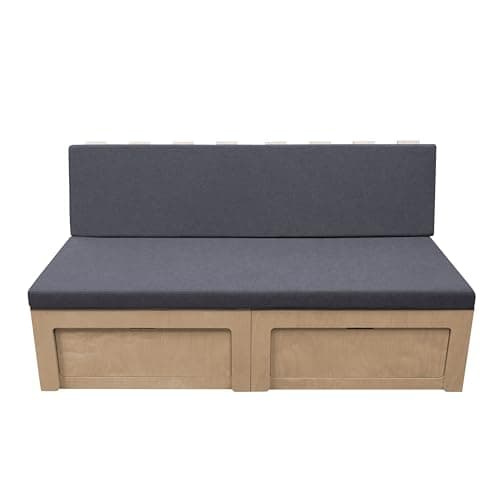 Image of Sliding Camper Sofa Bed & Cushions Pull Out Bench Vivaro Movano Sprinter VW T4 T5 T6 Transit DIY Van Conversion Under Seat Storage Storage Nets Cup Holder 8cm Thick Mattress Washable Covers Fixing Kit