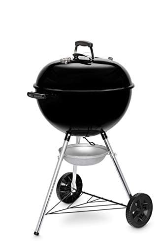 Image of Weber Original Kettle Charcoal Grill Barbecue, 57cm | E-5710 BBQ Grill with Lid Cover, Thermometer, Stand & Wheels | Freestanding Outdoor Oven & Cooker with Porcelain-Enamelled Bowl - Black (14101004)