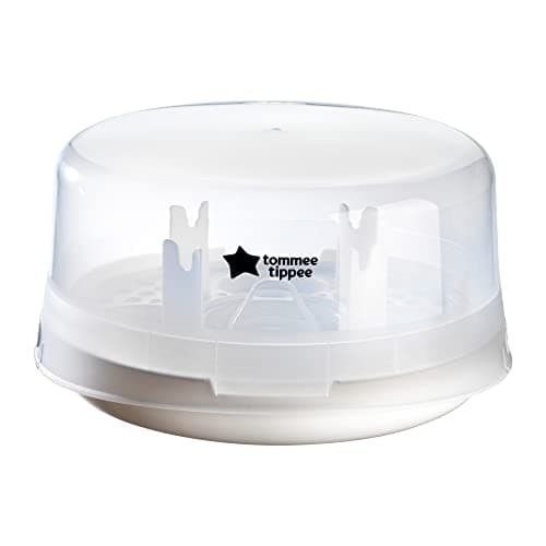 Image of Tommee Tippee Microwave Steam Steriliser for Baby Bottles, Soothers, Breast Pumps and Feeding Accessories, Kills Viruses and 99.9% of Harmful Bacteria, 4-Minute Sterilisation Cycle