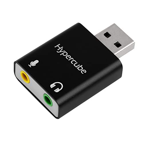 Image of Hypercube USB to 3.5mm, double Jack Audio Adapter, Headphone Microphone USB Aux converter, external Stereo Sound Card for Gaming Headset, TRRS with DAC Compatible with PC, MacBook, Laptop