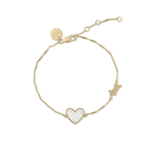 Image of RADLEY Women's Gold Plated Sterling Silver Genuine Mother of Pearl Heart & Jumping Dog Bracelet RYJ3372
