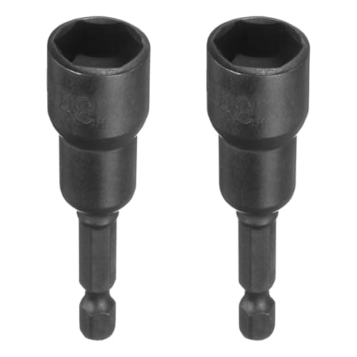 Image of sourcing map 2pcs Magnetic Nut Driver 13mm Hex Drive Socket CR-V Steel Power Screw Drill Bits Socket Wrench Tools with 1/4" Quick Change Hex Shank for Power Drills Impact Drivers, Black