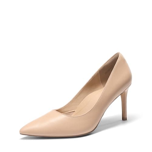 Image of DREAM PAIRS Women's High Heels Pump Closed Pointed Toe Slip On Stiletto Dress Shoes Fashion Wedding Bridal Work Office Comfortable Pumps Shoes,Size 9,Nude,SDPU25095W