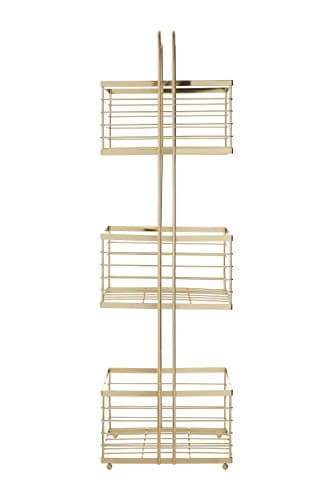 Image of Premier Housewares 3-Tier Storage Caddy, Iron Wire, Gold, 16 x 22 x 73 cm