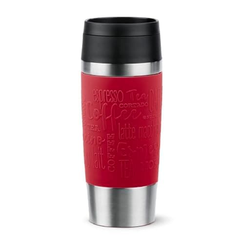 Image of Tefal Travel Mug Classic red 0.36L, Comfort Screw Lid, Quick Press, Soft-Touch Sleeve, Travel-Ready, Reusable, 100% Leak-Proof, Keeps Drinks Cold (8 hrs) and Hot (4 hrs), 360° Drinking, N2020410