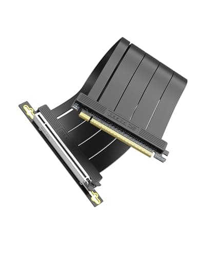 Image of EZDIY-FAB PCIe 5.0 X16 Riser Cable,128GB/s Bandwidth, for RTX 50/40 & RX 9000/7000 GPUs, PCIe Extension Card, Backward Compatible with PCIe 4.0/3.0,Vertical GPU Mount,Right Angle-30cm,Black