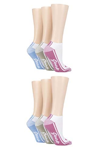 Image of Jeep Ladies Performance Polyester Cushioned Trainer Socks Pack of 6 White 4-8