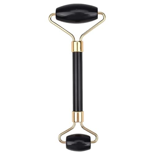 Image of Jade Face Roller for Women & Men – Natural Stone Facial Massager Roller for Anti-Aging, Puffiness, Dark Circles & Skin Rejuvenation – Eye & Face Massage Tool (Black)