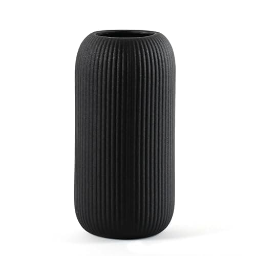 Image of Anquephd 20cm Black Ceramic Vases for Pampas Grass,Minimalist Style Flower Vase for Modern Decor,for Entryway,Bookshelf,Fireplace,Shelf Decorative(Black,20CM)