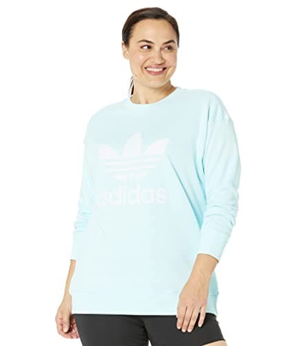 Image of adidas Originals Women's Trefoil Crew Sweatshirt, Almost Blue, 1X