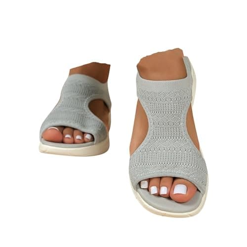 Image of HEONSATI Wide Fit Orthopedic Sandals for Women Uk with Arch Support Summer Ladies Wedge Sandals Walking Platform Casual Beach Shoes Comfy Washable Slingback Slide Sport Open Toe Memory Foam