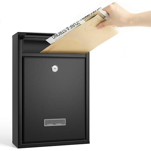 Image of Dayacoco Post Box Wall Mounted Waterproof, 32x21.5x8.5cm Lockable letter box with 2 Keys, Durable Steel Mailbox with Powder-Coated Finish for Secure Mail Storage Outside Door