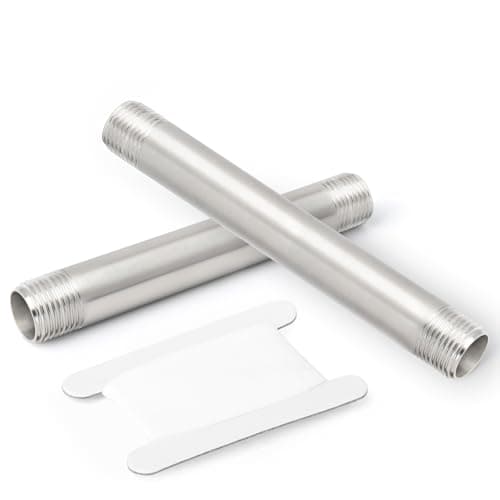 Image of TAISHER 2 Pcs Stainless Steel Pipe Fittings, 1/4" BSP x 1/4" BSP Male Threaded, 100mm Length Nipple Cast Pipe, for Water Oill Air Gas