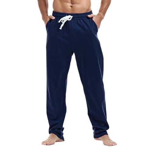 Image of Amy Coulee Mens Joggers Bottoms Cotton Running Gym Tracksuit Bottoms Casual Straight Leg Sweatpants (Navy, XL)