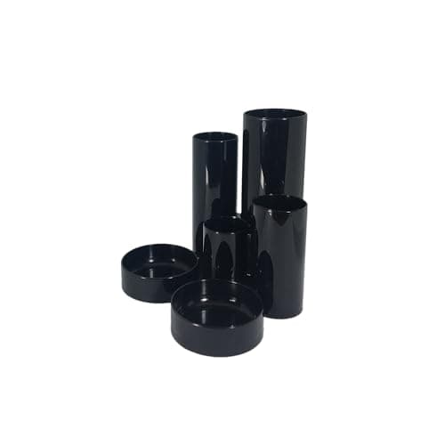 Image of 5 Star Office Desk Tidy with 6 Compartment Tubes Black