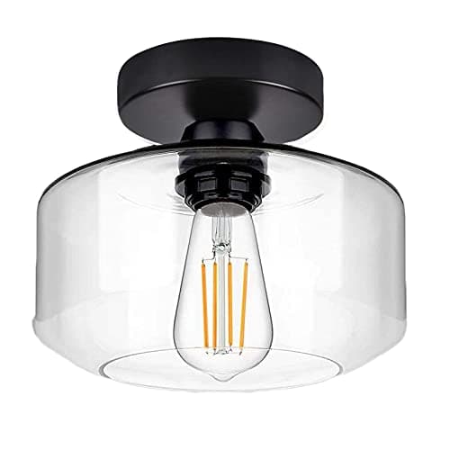 Image of Industrial Glass Light Shade Ceiling - Semi Flush Ceiling Lights Kitchen Lights Ceiling Chandeliers Pendant Light Fitting Ceiling Lamp for Bedroom Hallway Dining Room Living Room Loft