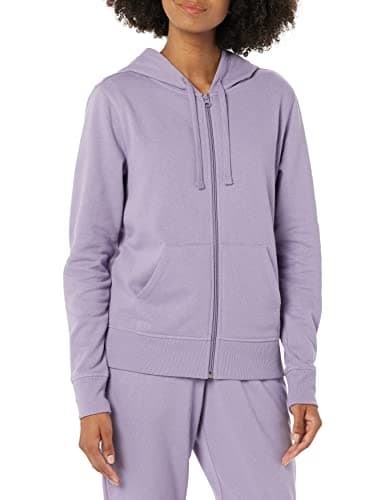 Image of Amazon Essentials Women's French Terry Fleece Full-Zip Hoodie (Available in Plus Size), Grape, Large