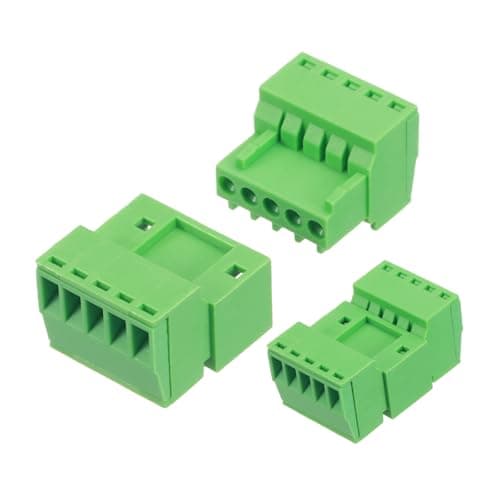 Image of sourcing map 5 Set 5 Pin 2.54mm 0.1 Inch Pitch PCB Mount Screw Terminal Block Connector Male Female, Green