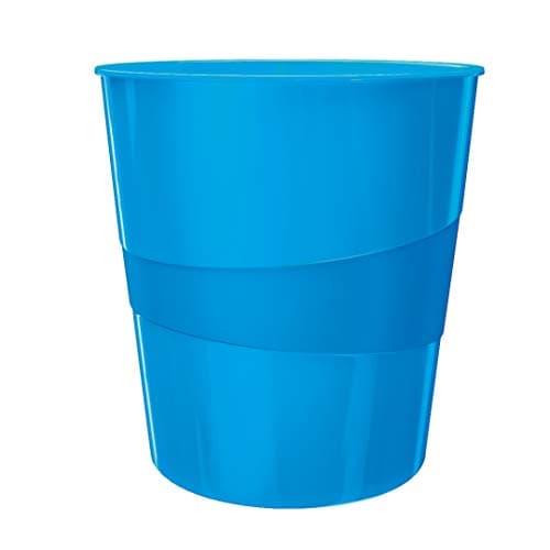 Image of Leitz 15 Litre Waste Bin, Plastic, Wow Range, Metallic Blue