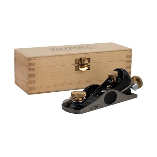 Image of Faithfull 6012 Block Plane in Wooden Storage Box – Cast Iron Low Angle Hand Plane for End Grain Work & Fine Trimming on Wood & Laminates