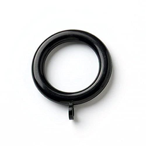 Image of Merriway BH03245 (24 Pcs) Plastic Curtain Drapery Pole Rod Rings with Fixed Eye, Inner Diameter 37mm (1.7/16 inch) Outer Diameter 50mm (2 inch) Black - Pack of 24 Pieces