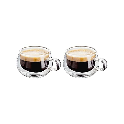 Image of Judge Double Walled Glass Coffee Cups, Set of 2 Espresso Glasses, 75 ml Each, Handmade Insulated Borosilicate Glass