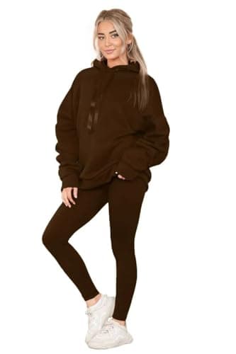 Image of HUBIBUBI Women's Ruched Sleeve Oversized Hoodie Ladies Ribbon Hoodie Jumper top Sizes 8-22 (UK, Numeric, 20, 22, Regular, Regular, Brown)