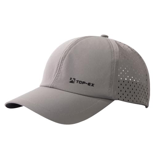 Image of TOP-EX Mens Baseball Cap Lightweight Quick Dry Summer Sports Cap Breathable Water-Resistant UV Sun Cap for Golf & Running Adjustable Dark Grey M/L