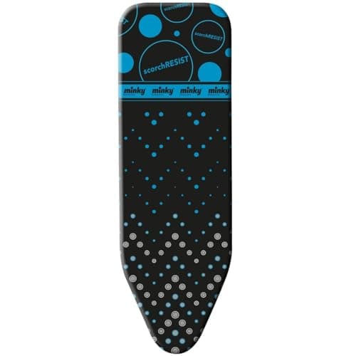 Image of Minky Hotspot Scorch Resistant Ironing Board Cover 122 x 38 cm, 100% Cotton with a Heat Reflective Coating, Elasticated Ironing Board Covers with Foam Padding, Made in the UK (Blue)