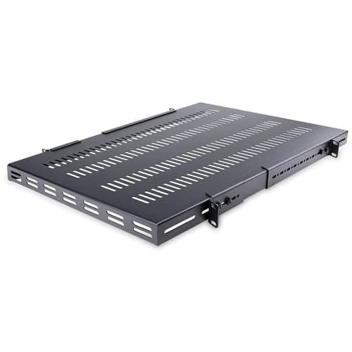 Image of StarTech.com 1U Adjustable Vented Server Rack Mount Shelf - 250lbs - 19.5 to 38in Deep Universal Tray for 19" AV/ Network Equipment Rack (ADJSHELFHDV)