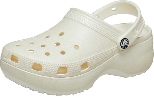 Image of Crocs Women, Classic Platform Glitter Clog W, Chalk, 5 UK Women
