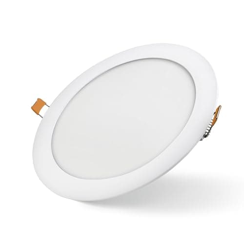 Image of Bright Source LED Round Panel Downlight, Slimline Recessed Ceiling Spotlight, White Trim, 18W, 1440lm, 3CCT Adjustable Colour 3000K 4000K 6000K, IP20, 205mm Cutout