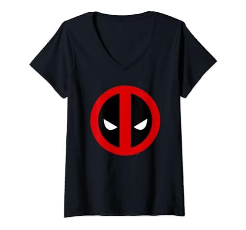 Image of Womens Deadpool Large Clean Logo V-Neck T-Shirt