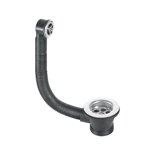 Image of McAlpine FSW2PR-70 FSW2P-70R Sink Combined Waste Rectangular Overflow, Chrome and Black