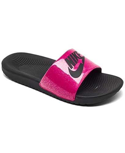 Image of Nike Boys Kawa Slide (GS/PS) Sandal, Very Berry/Black, 2 Big Kid