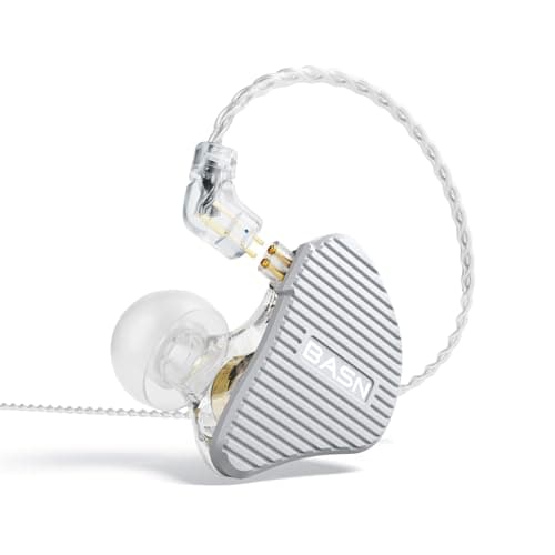 Image of BASN Mix-PD 2-Pin in Ear Monitor,1Planar Driver + 1Dynamic Driver Hi-fi IEM Earphones with CNC Crafted Metal Cover, Wired 0.78mm 2-Pin Detachable Cable for Musicians (Silver)