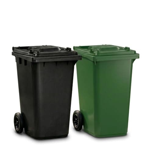 Image of SuperGift.com Black - 240L Wheelie Bin, Large Outdoor Waste Bin with Wheels and Lid for Household, Commercial and Industrial Use, Durable Plastic Rubbish Container