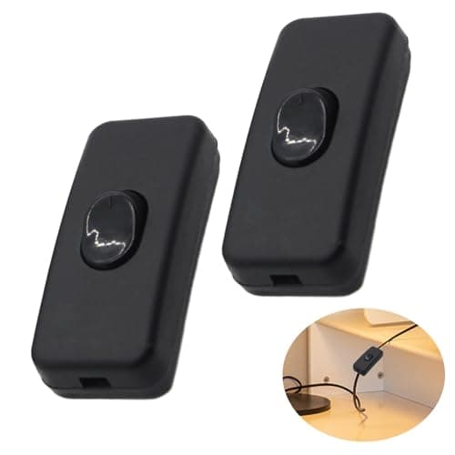 Image of 2pcs Waterproof Inline Switch, 2-Pins In Line Light Control, 2 Amp 250V ON/OFF Cable for 2 Core Flat Wire, Small Appliance and Multipurpose Lamp Replacement (Black)