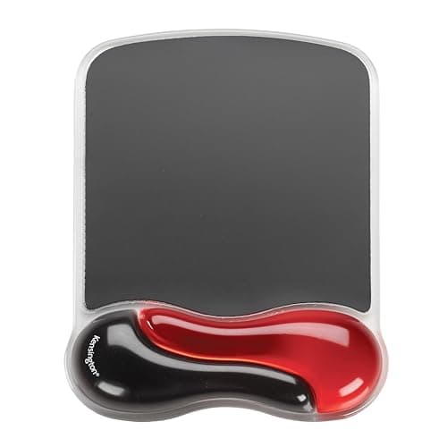 Image of Kensington Mouse Mat with Wrist Support - Ergonomic Duo Gel mouse mat, compatible with laser and optical mice for comfort when at computer, laptop, office, PC, gaming - Red/Black (62402)