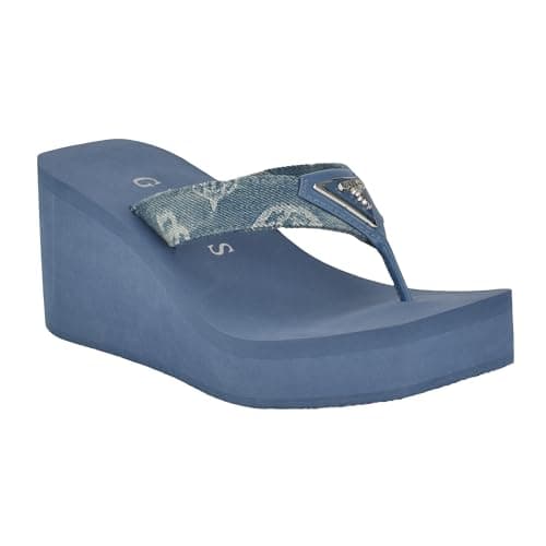 Image of GUESS Women's Demmey Sandal, Denim Blue 400, 4.5 UK
