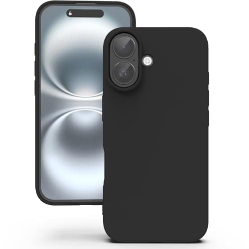 Image of YATWIN Silicone Case for iPhone 16 Plus, Soft-Touch, Shockproof, DustProof, Antiskid Full Body Armour Phone Cover for Apple iPhone 16 Plus - Black