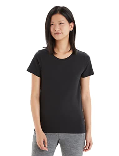 Image of Icebreaker Women's Tencel Lyocell Cotton SS T-Shirt for Everyday Use, Adventure, Gym & Training - Black, XL