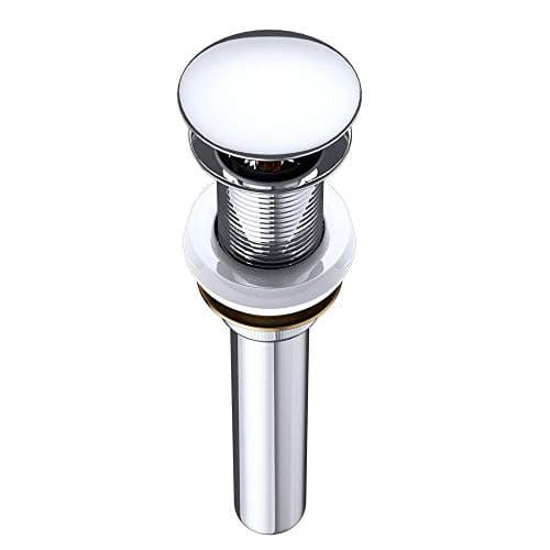 Image of Durovin Bathrooms Push Pop Up Chrome Basin Waste Plug - Unslotted Suitable for Sink Without Overflow - Rising Round Push Button (PU01)