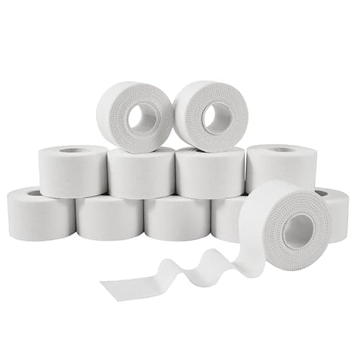 Image of Zinc Oxide Tape - 3.8cm x 10m (12 Rolls) - Athletic Tape for Bat, Lacrosse, Hockey Stick, Lifters, Climbers & Boxing - Sports Tape Strapping