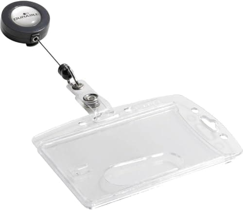 Image of Durable Acrylic Security Pass Holder 54 x 86 mm with Badge Reel Transparent | Pack of 25 Badges | Ideal for Holding Swipe Cards, ID Cards, etc.